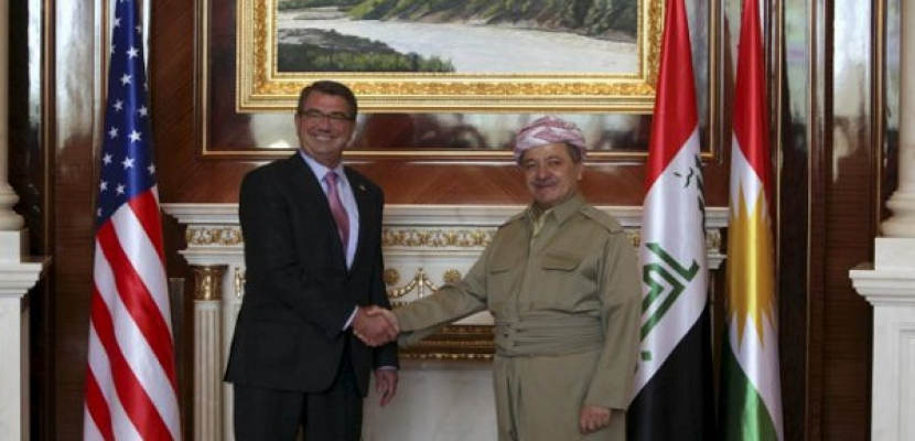 وزير الدفاع الأمريكي يتلقي البرزاني في زيارة مفاجئة لإقليم كردستان العراق