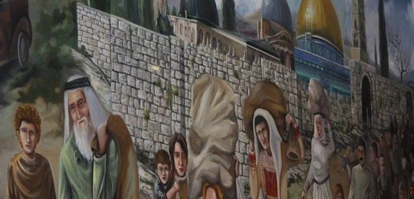 في نابلس .. “جناح الذاكرة” جدارية توثق تاريخ فلسطين منذ وعد بلفور