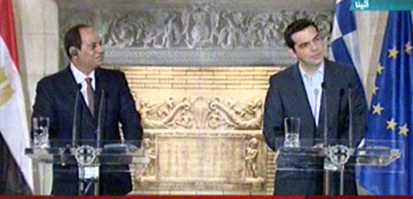 مؤتمر صحفي للرئيس السيسي ورئيس الوزراء اليوناني ألكسيس تسيبراس 08-12-2015