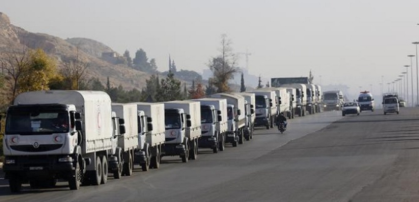 صول المساعدات الإنسانية الروسية إلى مدينة التل بريف دمشق
