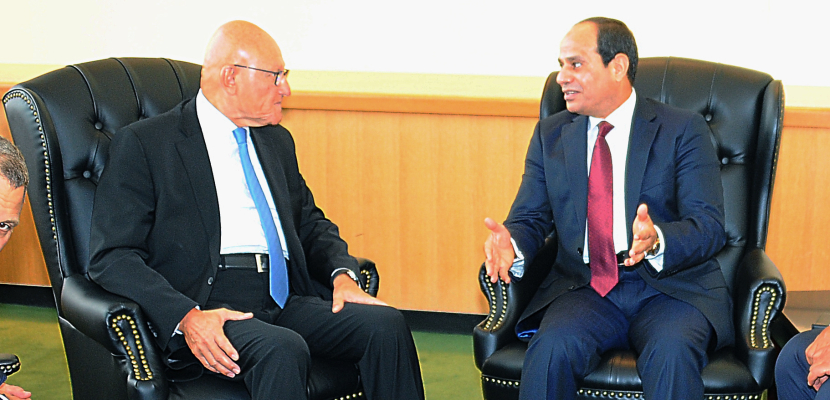 السيسي يلتقي رئيس الوزراء اللبنانى على هامش أعمال الجمعية العامة للأمم المتحدة