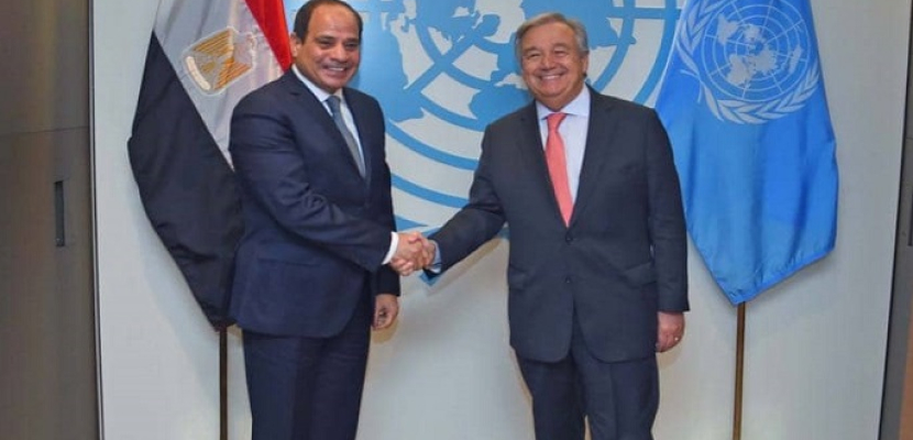 خلال لقائه جوتيريش.. الرئيس السيسي يؤكد دعم مصر لجهود الأمم المتحدة في تحقيق السلم والأمن الدوليين