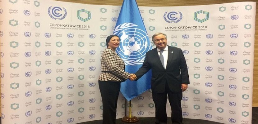 بالصور .. وزيرة البيئة تبحث مع الأمين العام للأمم المتحدة قضية تغير المناخ ودور مصر المحورى بيئياً