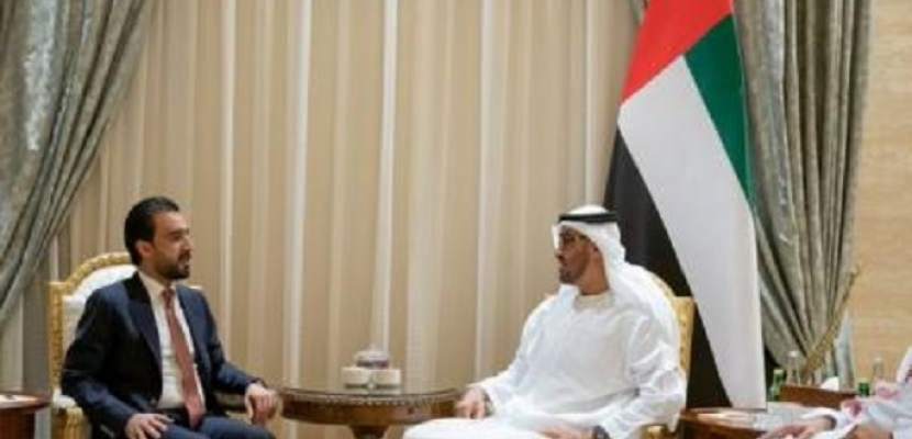 ولي عهد أبوظبي يبحث مع رئيس النواب العراقي العلاقات الثنائية