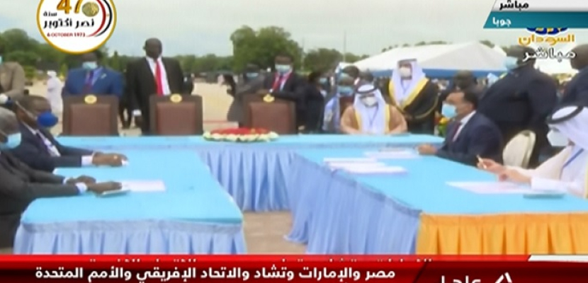 رئيس الوزراء مصطفى مدبولى يشهد التوقيع النهائى على اتفاق السلام السودانى
