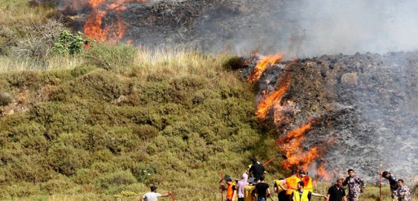 مُستوطنون إسرائيليون يحرقون أرضًا زراعية في “ترمسعيا” شمال رام الله