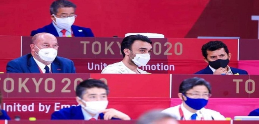 وزير الرياضة يلتقي نظيره السعودي خلال مؤازرتهما للاعبي الكاراتيه بأولمبياد طوكيو