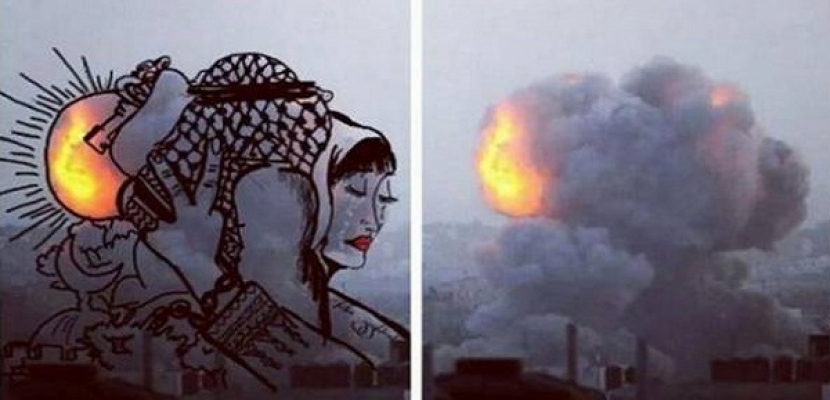 فنانة فلسطينية تحول الدخان المتصاعد من قصف غزة إلى لوحات فنية