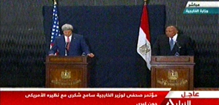 كيري: مصر في الخطوط الأمامية لمواجهة الإرهاب .. وملتزمون بدعم التحول الديمقراطي فيها