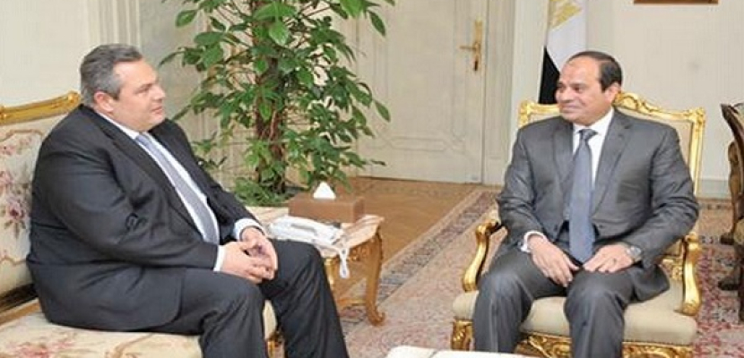 السيسى يلتقى وزير الدفاع اليونانى ويؤكد على عمق العلاقات بين البلدين