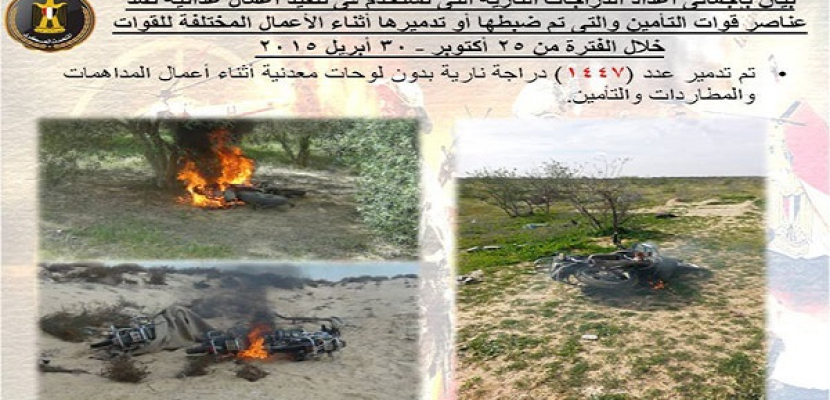 المتحدث العسكري: مقتل 725 إرهابياً خلال حملات للجيش شمالي سيناء خلال 6 أشهر
