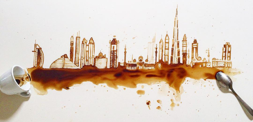 فنانة إيطالية تبدع لوحات من بقايا القهوة
