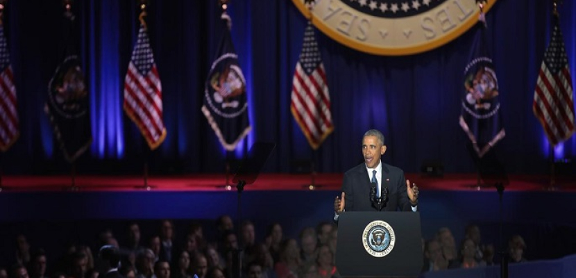 بالفيديو .. فى خطاب الوداع .. أوباما يدعو الامريكيين الى الوحدة ونبذ العنصرية