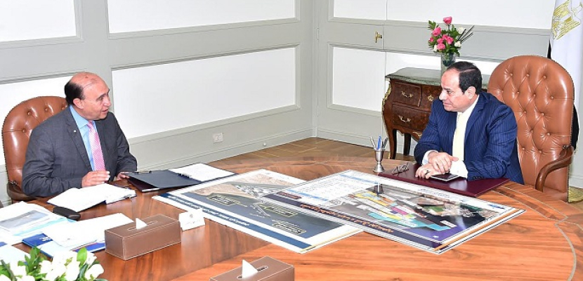 بالصور .. خلال استقباله مميش .. الرئيس السيسى يؤكد أهمية مواصلة تطوير هيئة قناة السويس