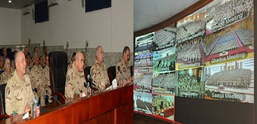 وزير الدفاع يلتقي ضباط وصف وجنود القوات المسلحة عبر شبكة الفيديو كونفرانس