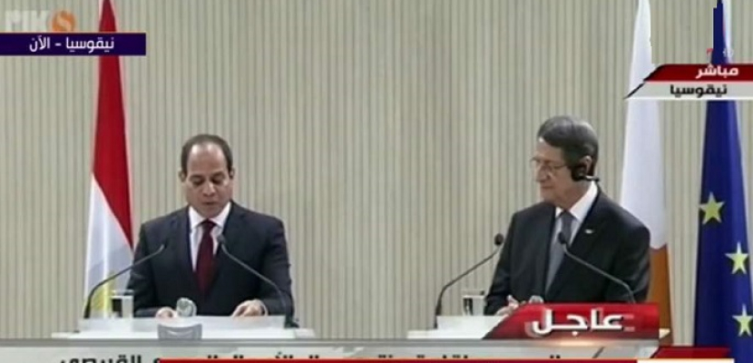 بالفيديو .. فى مؤتمر صحفى مع الرئيس القبرصى .. السيسى يثمن جهود قبرص الداعمة لمصر