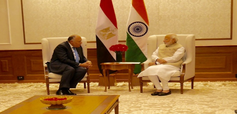 بالصور.. خلال زيارته إلى نيودلهي.. شكري يسلم رئيس الوزراء الهندي رسالة من الرئيس السيسي