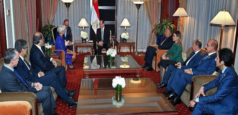 خلال لقائه كريتسين لاجارد .. الرئيس السيسى يؤكد حرص مصر على استمرار التعاون مع صندوق النقد الدولي