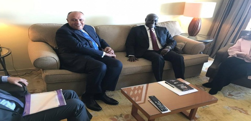على هامش منتدى أفريقيا ٢٠١٨ .. وزير الخارجية يلتقي رئيس مفوضية الاتحاد الأفريق