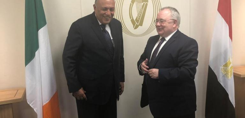 شكرى يبحث مع رئيس البرلمان الايرلندي تعزيز العلاقات بين البلدين