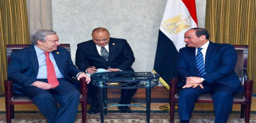 «جوتيريش» يشكر الرئيس السيسي للسماح بتسيير رحلات طيران مباشرة بين القاهرة وصنعاء
