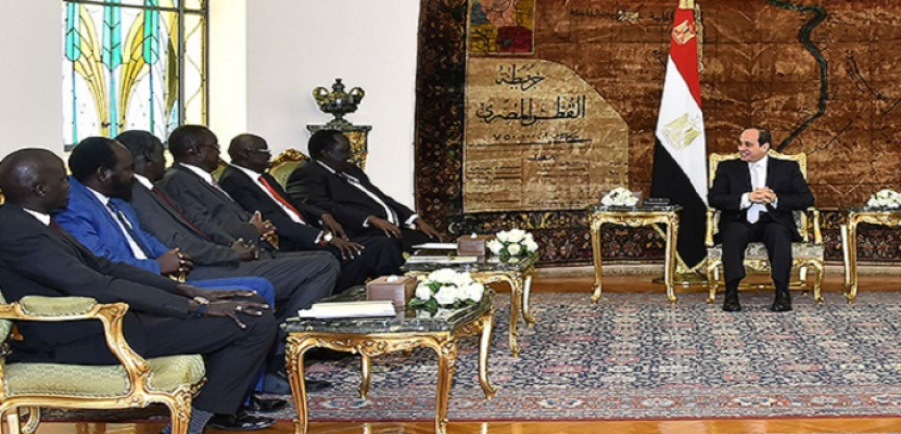 السيسي يستقبل وفد اللجنة الوطنية لإدارة المرحلة ما قبل الانتقالية بجنوب السودان