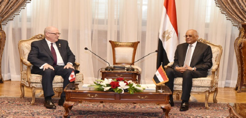 بالصور .. عبد العال يستقبل رئيس مجلس الشيوخ الكندي ويؤكد حرص مصر على تعزيز العلاقات الثنائية