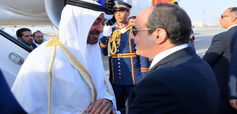 بالصور.. السيسي يبحث مع ولي عهد أبو ظبي آخر تطورات الأوضاع الإقليمية