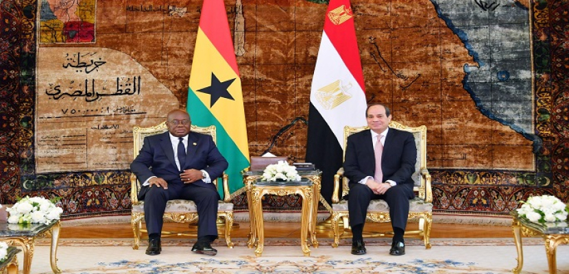 بالصور.. الرئيس السيسي يستقبل رئيس جمهورية غانا بقصر الاتحادية