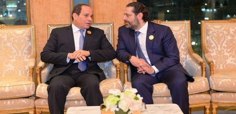 بالصور .. الرئيس السيسي يبحث مع الحريري تعزيز العلاقات الثنائية والأوضاع بالمنطقة