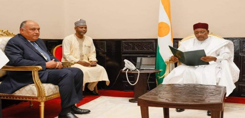 شكرى يسلم رسالة من الرئيس السيسى لرئيس النيجر بشأن التطورات الأخيرة فى ملف سد النهضة