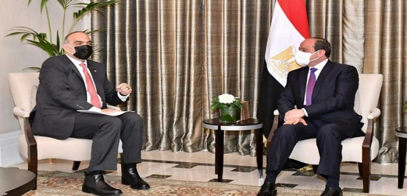 بالصور .. الرئيس السيسي يلتقى رئيس وزراء الأردن بشر الحصاونة