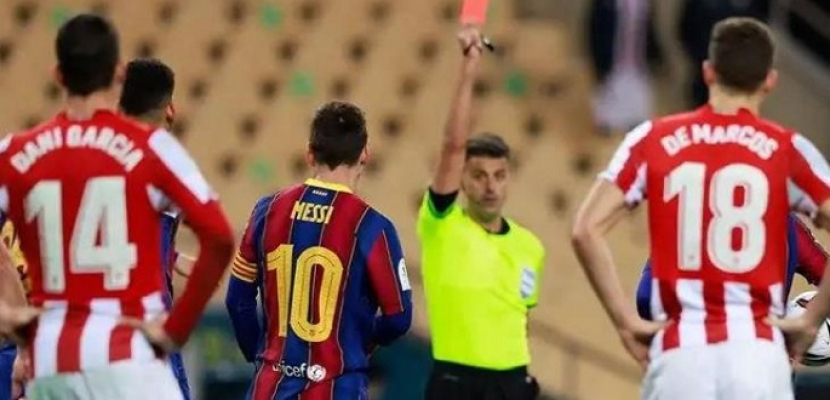 إيقاف ميسي مباراتين بسبب طرده في نهائي كأس السوبر الإسباني