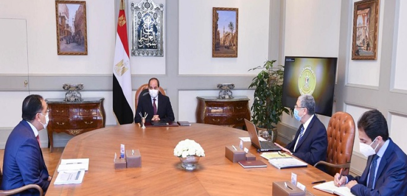 الرئيس السيسى يستعرض مع مدبولي وشاكر مشروعات الربط الكهربائي مع دول الجوار
