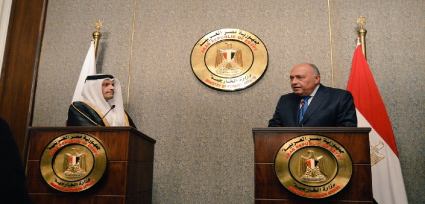 بالصور.. شكري: تشكيل لجنة مصرية قطرية للعمل على تعزيز العلاقات بين البلدين