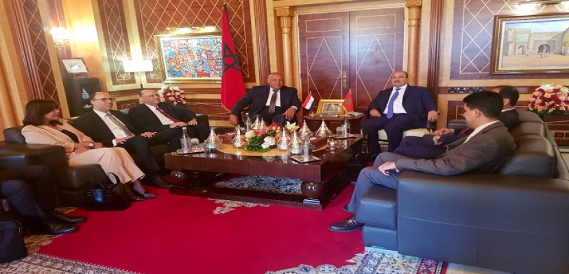بالصور.. الوزير شكري يعقد مباحثات مع رئيس مجلس المستشارين المغربي