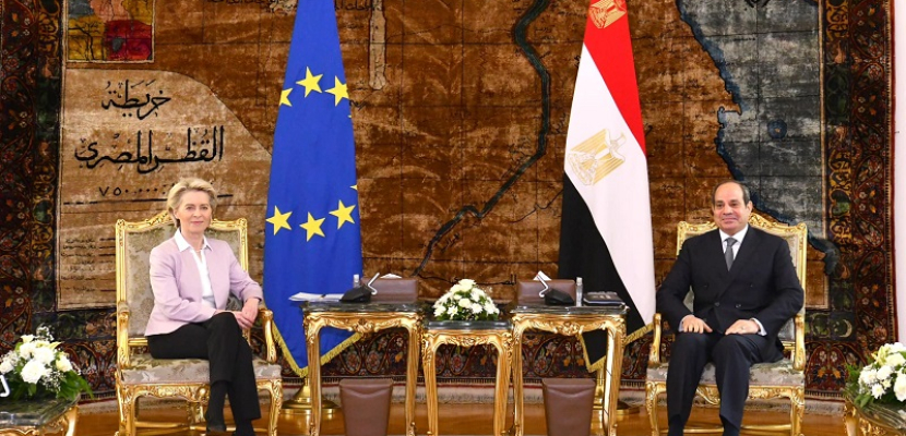 بالصور .. الرئيس السيسى يبحث مع أورسولا فون ديرلاين الحوار المتبادل بين مصر والاتحاد الاوروبي