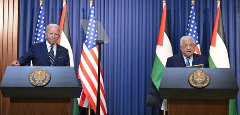 خلال مؤتمر صحفي مشترك مع الرئيس الأمريكي.. عباس: زيارة بايدن لفلسطين تعبر عن اهتمامه بتحقيق السلام
