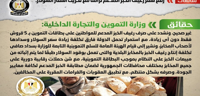 الحكومة تنفي أنباء رفع سعر رغيف الخبز المدعم بعد تحريك أسعار السولار