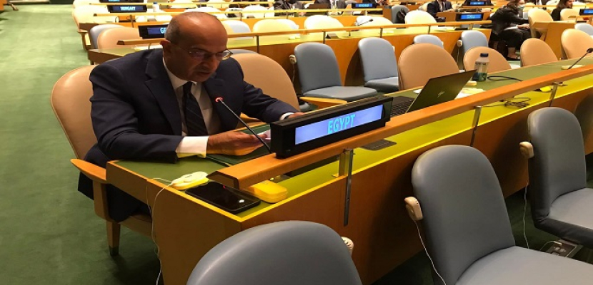 مندوب مصر الدائم لدى الأمم المتحدة يؤكد أهمية تنفيذ الالتزام بشأن نزع السلاح النووي