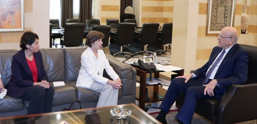 خلال لقائها ميقاتي.. وزيرة الخارجية الفرنسية تشدد على وجود إتمام الاستحقاقات الدستورية اللبنانية في موعدها