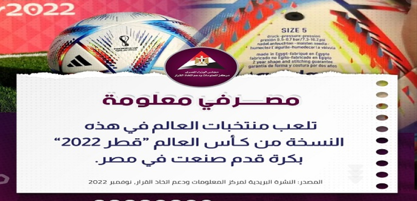 معلومات الوزراء: 1500 كرة في مونديال قطر 2022 تحمل شعار “صنع في مصر”