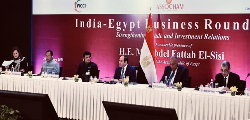 بالصور .. الرئيس السيسي يؤكد حرص مصر على تطوير علاقات التعاون الاقتصادي والتجاري مع الهند