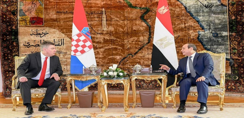 بالصور .. الرئيس السيسي ونظيره الكرواتي يؤكدان أهمية احتواء التوترات بين الفلسطينيين والإسرائيليين
