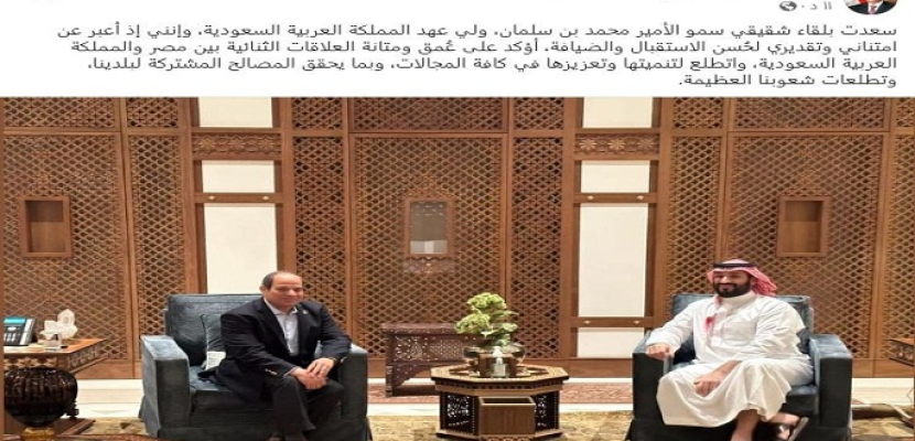الرئيس السيسي يؤكد عُمق ومتانة العلاقات الثنائية بين مصر والسعودية