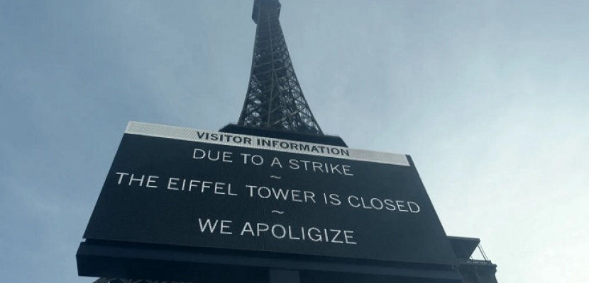 استمرار إغلاق برج “إيفل” لليوم الثاني على التوالي بسبب إضراب موظفيه