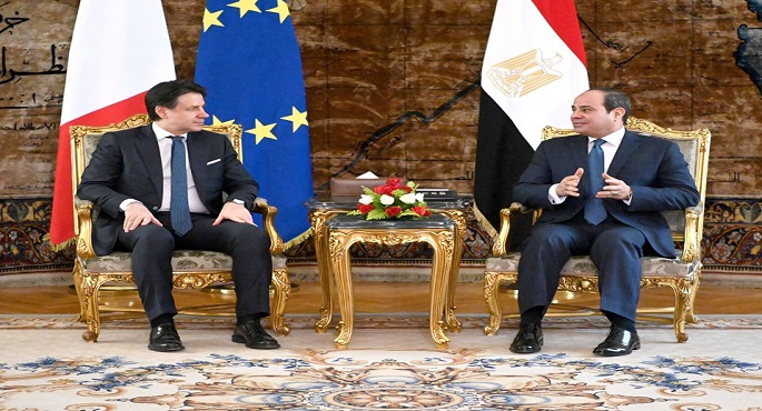 بالصور.. السيسي ورئيس الوزراء الإيطالي يؤكدان ضرورة تكثيف الجهود للوصول إلى حل شامل للأزمة الليبية