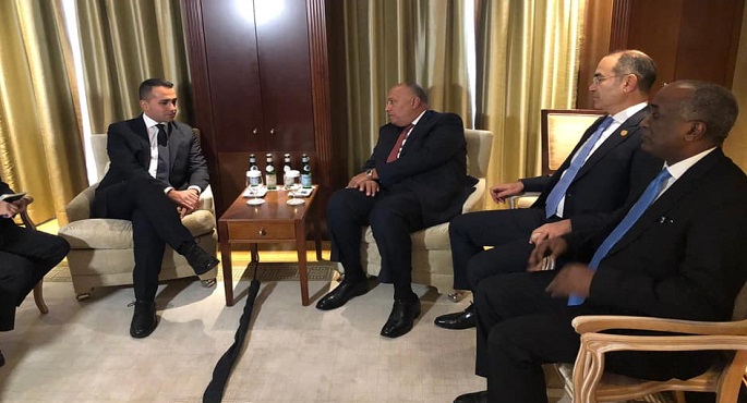 شكري يلتقي نظيره الإيطالي على هامش فعاليات قمة مؤتمر برلين حول ليبيا