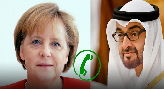 ولي عهد أبوظبي يبحث هاتفيا مع ميركل مستجدات الوضع في ليبيا