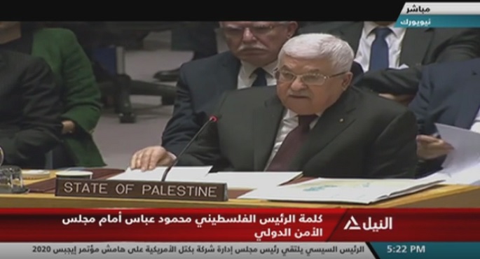 الرئيس الفلسطيني يجدد رفض خطة السلام الأمريكية أمام مجلس الأمن